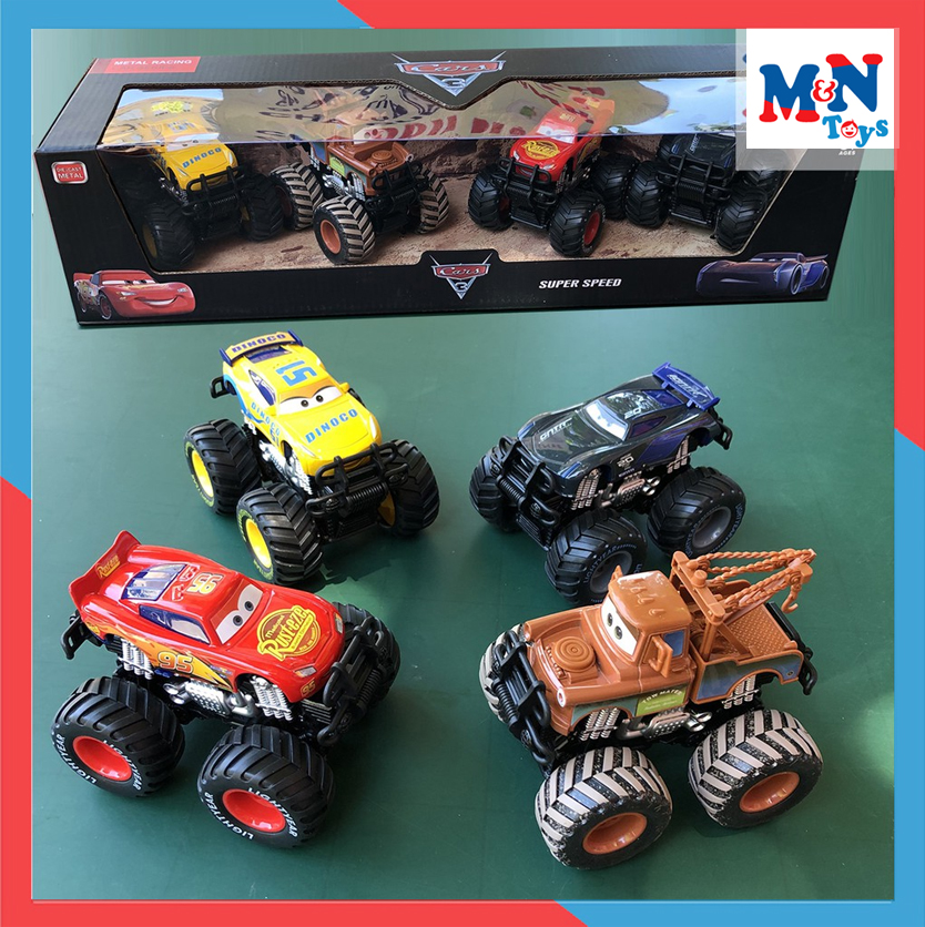 Bộ 4 Xe Ô Tô Macqueen sắt chạy đà kiểu dáng địa hình - Mcqueen hoạt hình Cars