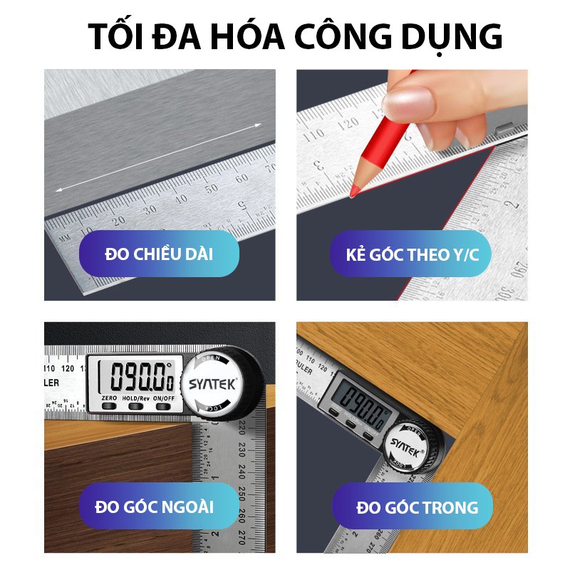 Thước đo góc điện tử Syntek 200mm đo 360 độ