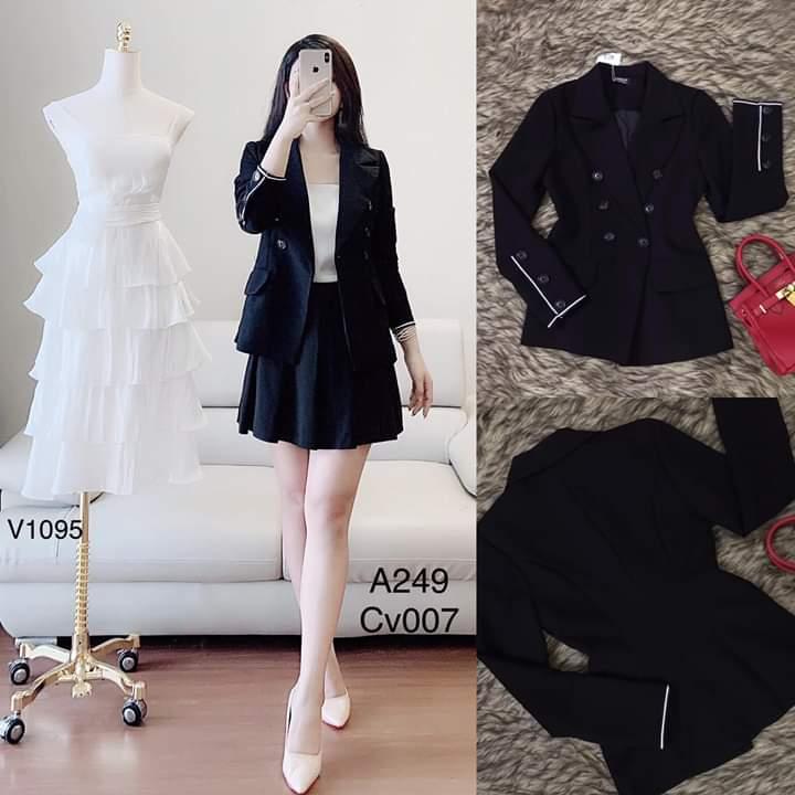 Sét váy vest 3 món xếp ly- 45-55-QH