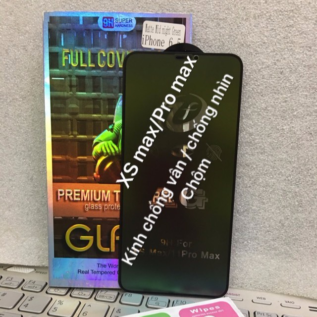 Kính cường lực AG Cho iPhone 11 Pro Max/ Xs Max Chống vân tay Chống nhìn trộm Full màn hình