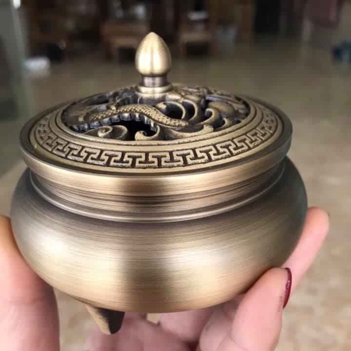 Lư xông trầm hương bằng đồng nguyên khối