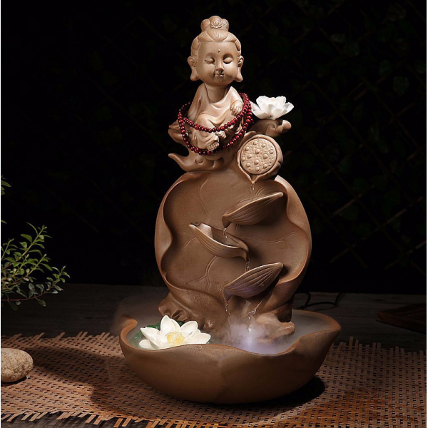 Thác nước phong thủy tượng phật tọa góc thác - Jassi Decor