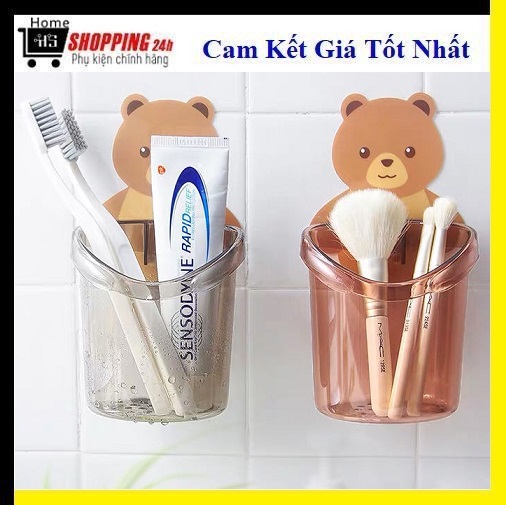 Ly, Cốc Dán Tường Nhà Tắm Hình Gấu Nâu Dễ Thương - Cốc Đựng Bàn Chải Đánh Răng - Cốc Hình Gấu