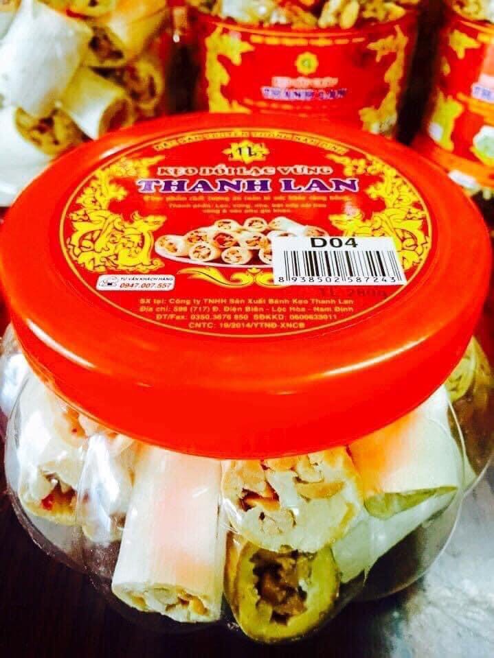 Kẹo dồi, kẹo sìu châu lọ bé, kẹo Thanh Lan chính hiệu đặc sản Nam Định, kẹo dồi lạc giòn thơm