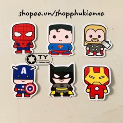 [HCM]COMBO 2 Tem Sticker Siêu Anh Hùng SIZE NHỎ dán nhiều vị trí siêu cool