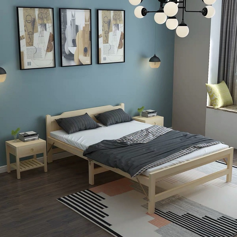 Folding Bed Pine Wood 5 size cushion pillow-bed folding compact-bed solid wood folding compact 9 included ảnh real)