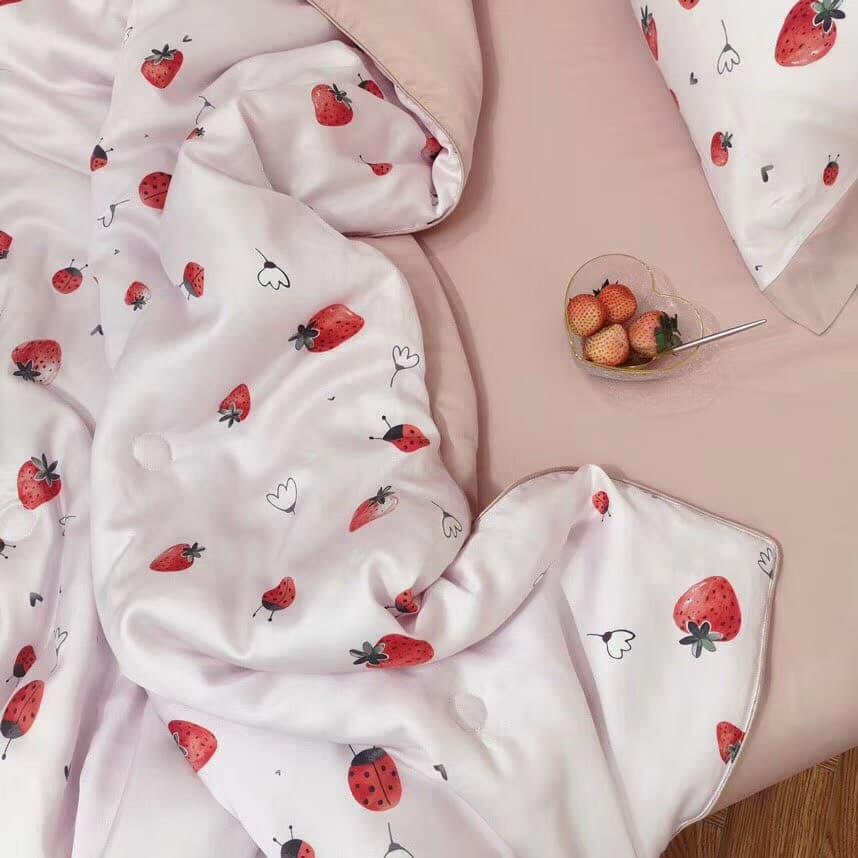 Bộ chăn ga gối lụa tencel tơ tằm thiên nhiên (MS03)