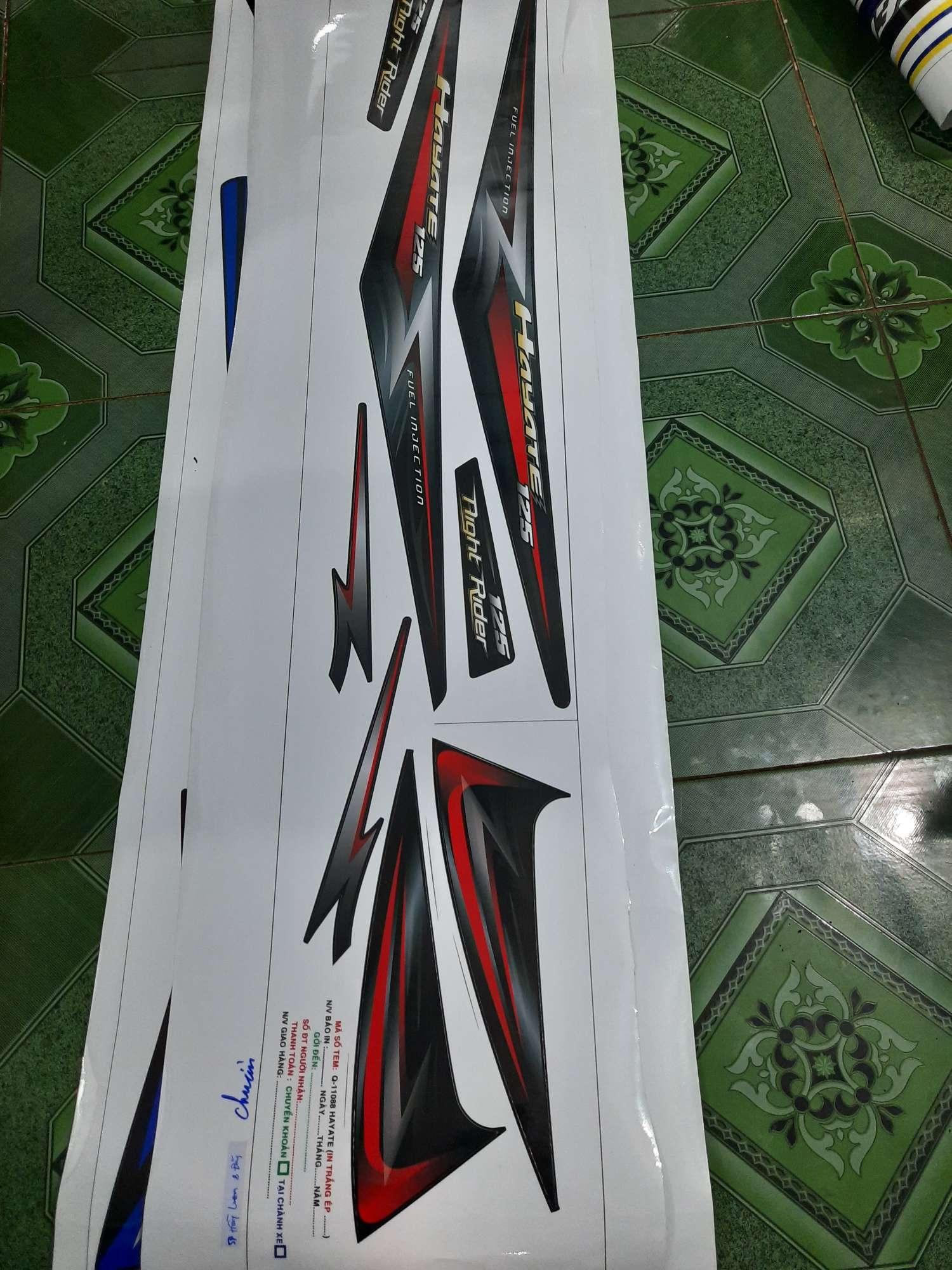 Tem rời dán xe hayate 125 đỏ đen