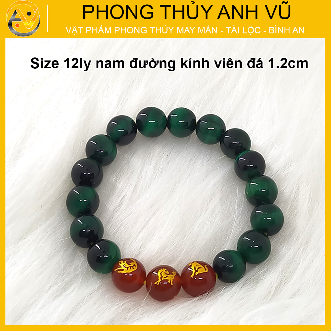 Vòng tam hợp dần ngọ tuất chất liệu mắt hổ tự nhiên - size 8 10 12ly - có khai quang điểm nhãn - may mắn tài lộc - PHONG THỦY ANH VŨ