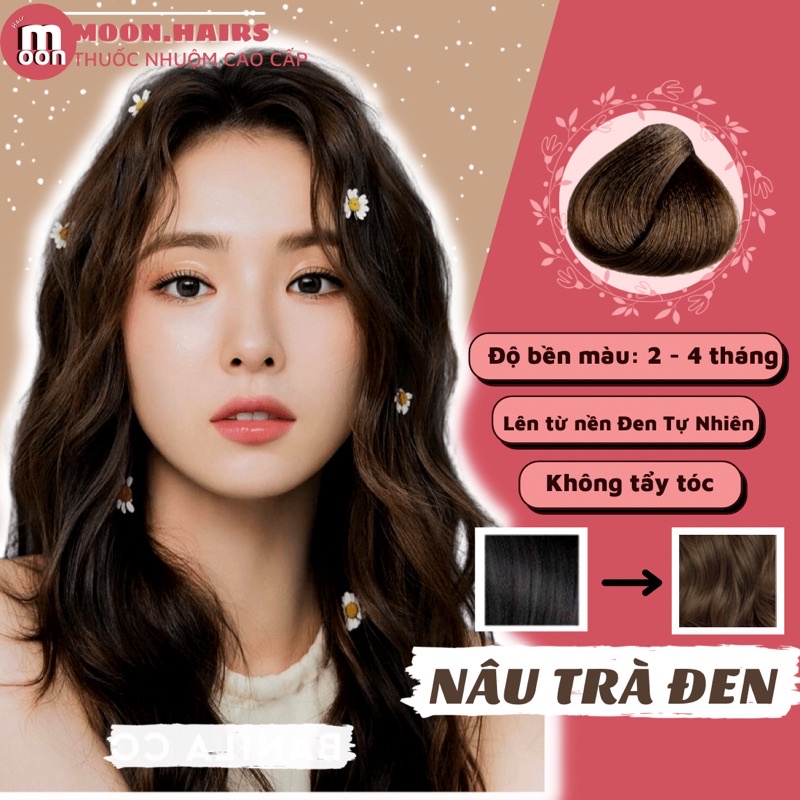 Thuốc nhuộm tóc nâu trà đen | tặng bao tay nhuộm tóc, mũ trùm tóc
