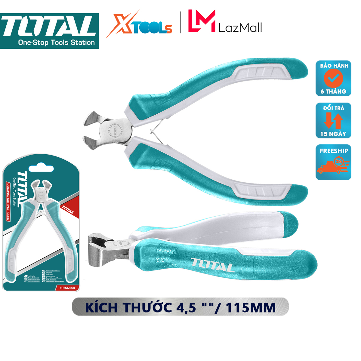Nippers cut off mini total THTMN556 | pliers cut off size 4,5 "/ 115mm, steel CR-V, insulated handles, coated rubber non-slip, press, cut the wire