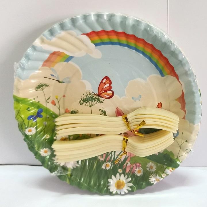 Đĩa Giấy Sinh Nhật 16cm ( có Nĩa)- 10 cái