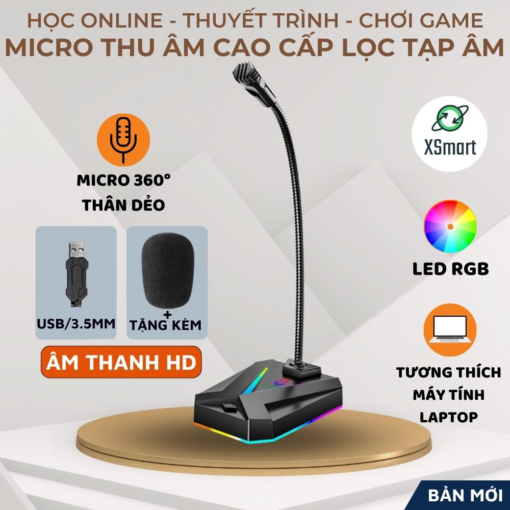 Micro Máy Tính, Laptop MK10 Jack USB Có LED Thu Âm 360 Độ Lọc Tiếng Ồn Độ Nhạy Cao Cho Học Tập, Thuyết Trình, Chơi Game Cực Đã, Live Stream Thu Âm Cực Tốt