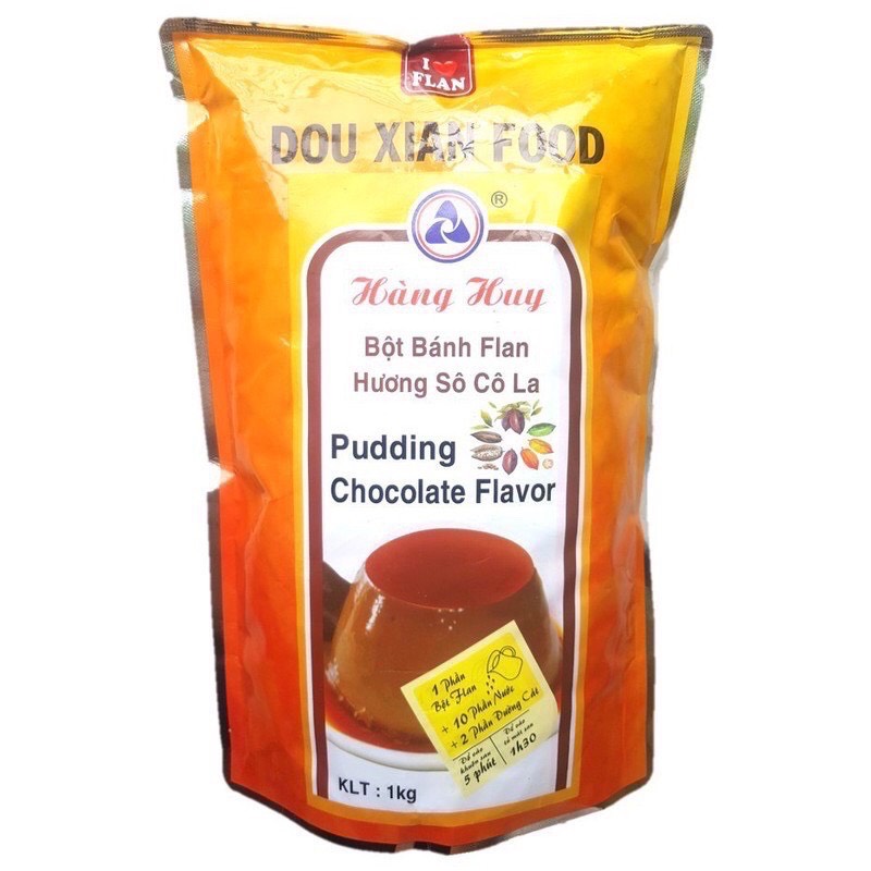 Bột Pudding Hàng Huy Douxian TÚI 1KG các vị (Trứng, Socola, Trà Xanh, Khoai Môn, Dưa Lưới, Dâu, Đào)