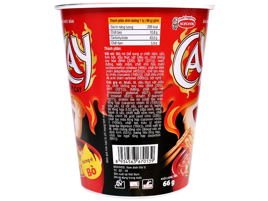 Thùng 24 ly mì Caykay vị bò 66g