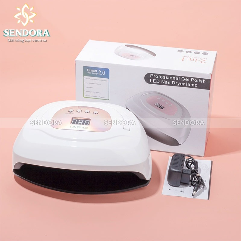 Máy hơ gel sun x8 max, máy hơ móng cỡ lớn hơ 2 tay cùng lúc, đèn led/uv 150w