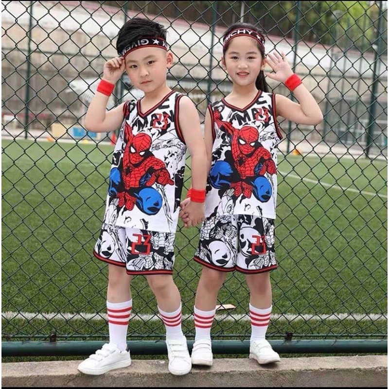 Bộ ba lỗ bóng rổ in hình người nhện họa tiết 3D size đại cồ TP019