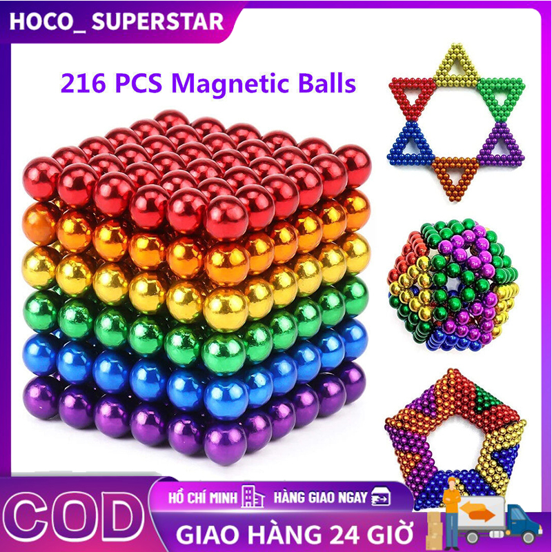 Nam châm Buckyballs 5mm 8 màu 216 viên – Rainbow 8 màu 5mm Thiết kế tiện dụng Kích thích khả năng sáng tạo