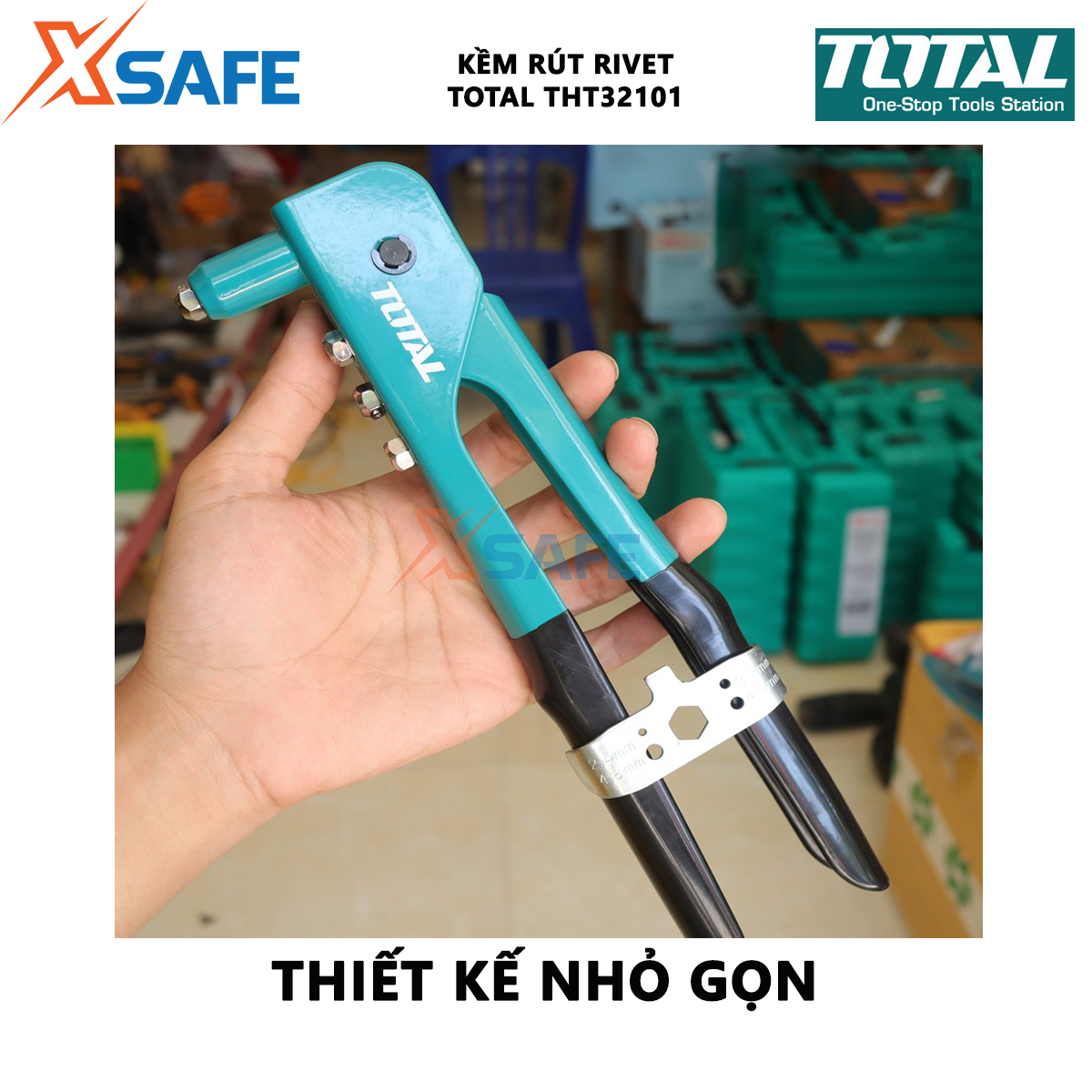 Kềm rút rivet TOTAL THT32101 kìm rút rivet Chiều dài 260mm(10" ) chịu nhiệt, chịu lực mạ lớp chống rỉ sét, chống rỉ khóa các vật liệu, bấm đinh ghim