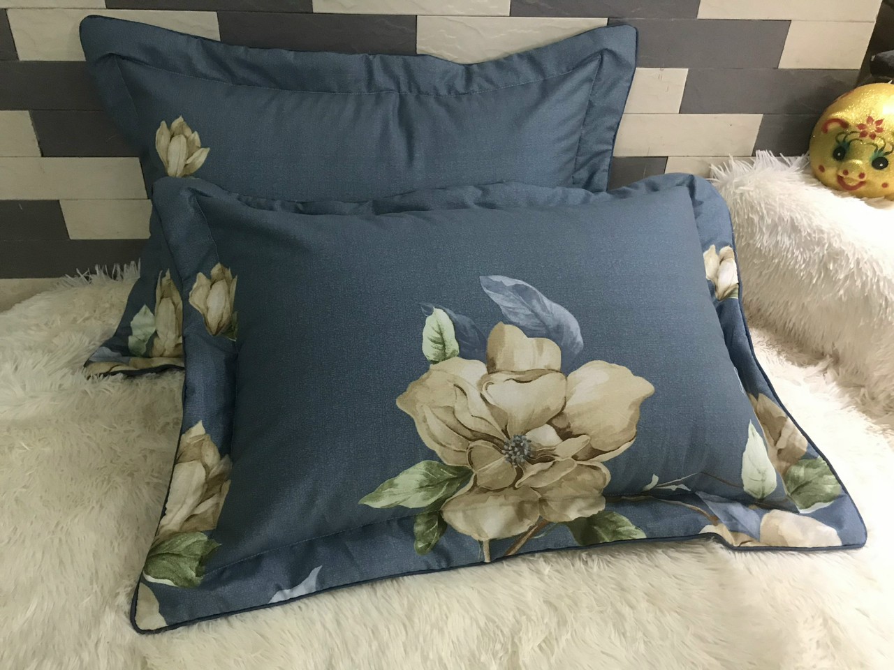 Vỏ gối nằm lót bông Cotton Hàn 50x70cm cả viền EB09 chất liệu dày dặn, thấm mồ hôi tốt, khóa kéo (1 sản phẩm có 2 vỏ gối) - ELI BEDDING