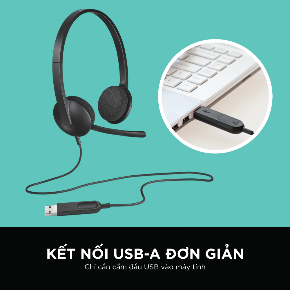 Logitech H340 Wired Headset - Noise-canceling mic