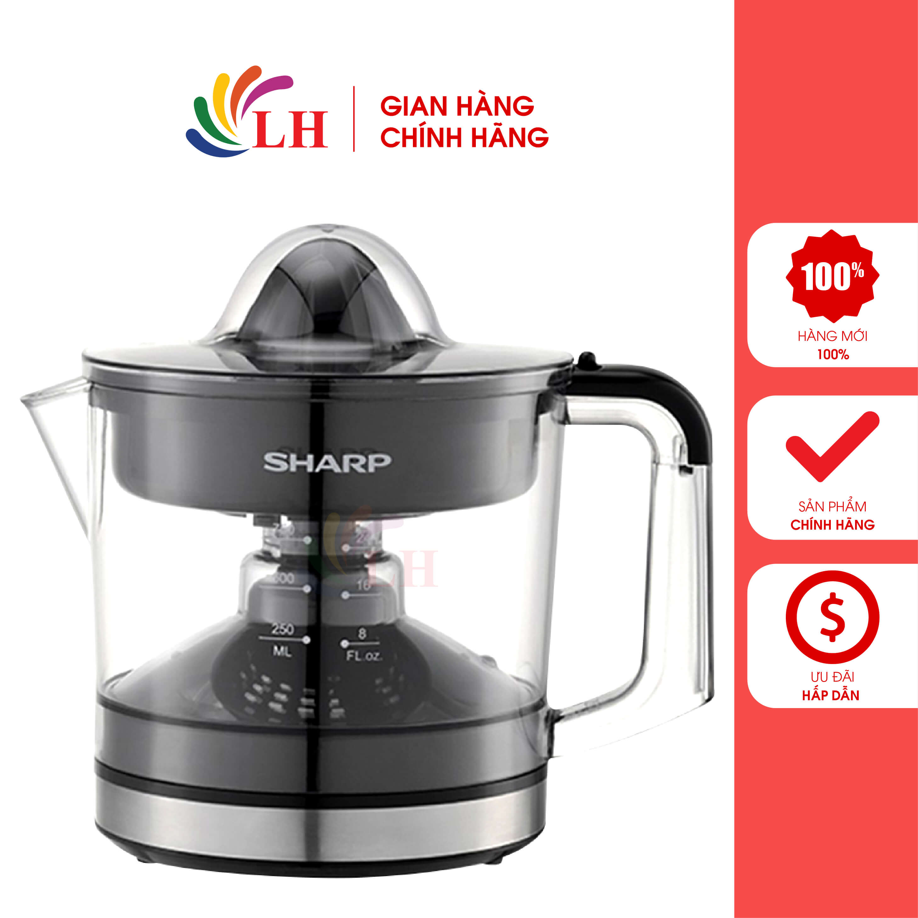 Máy vắt cam sharp 0.75 lít ej-j407 - hàng chính hãng - thiết kế nhỏ gọn, dung tích 0.75 lít, công suất 40w