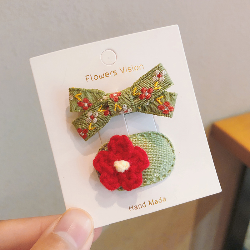 Set 2 Kẹp Tóc Nơ Hoa Cho Bé Gái