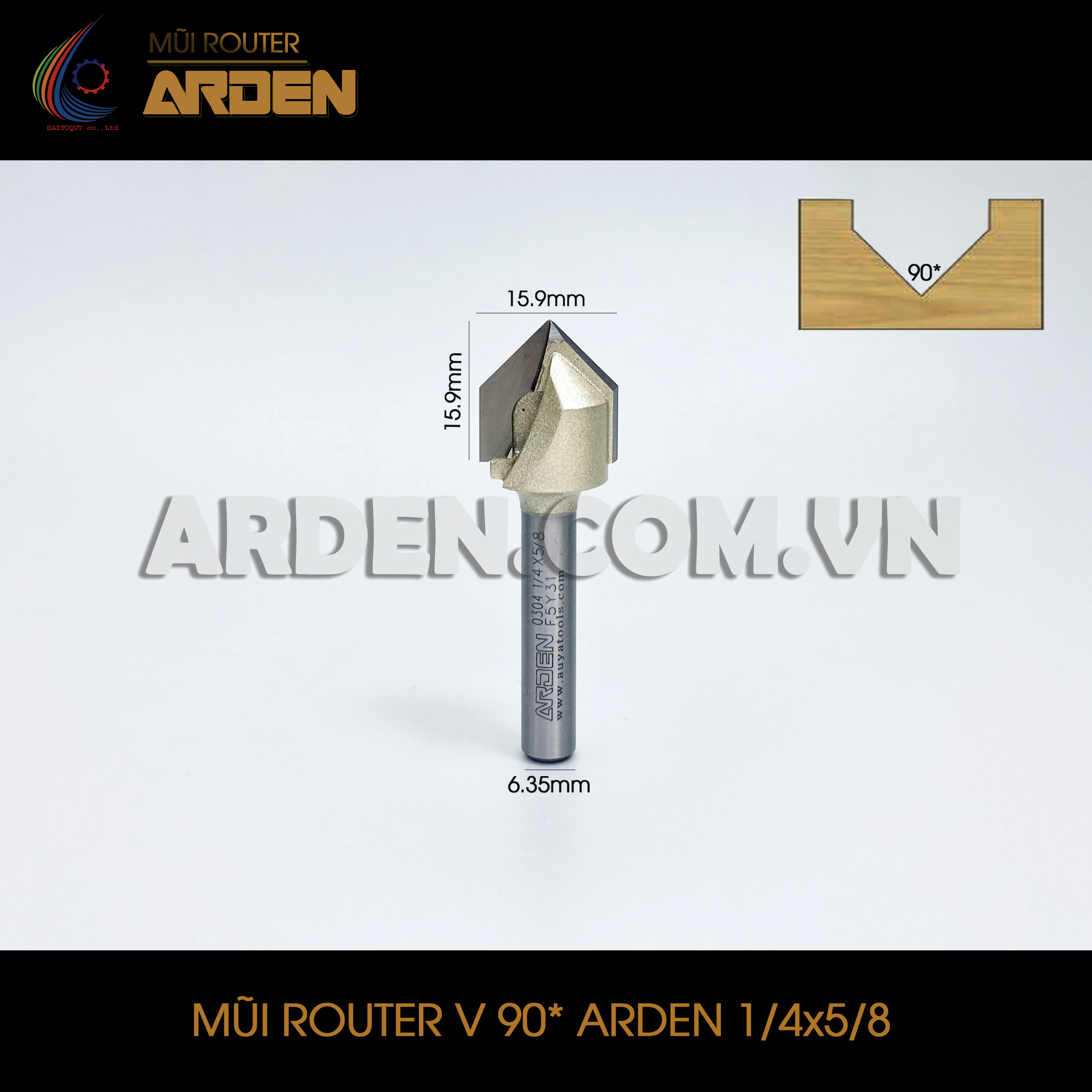 Mũi Router V 90 Độ 6.35×15.9 mm