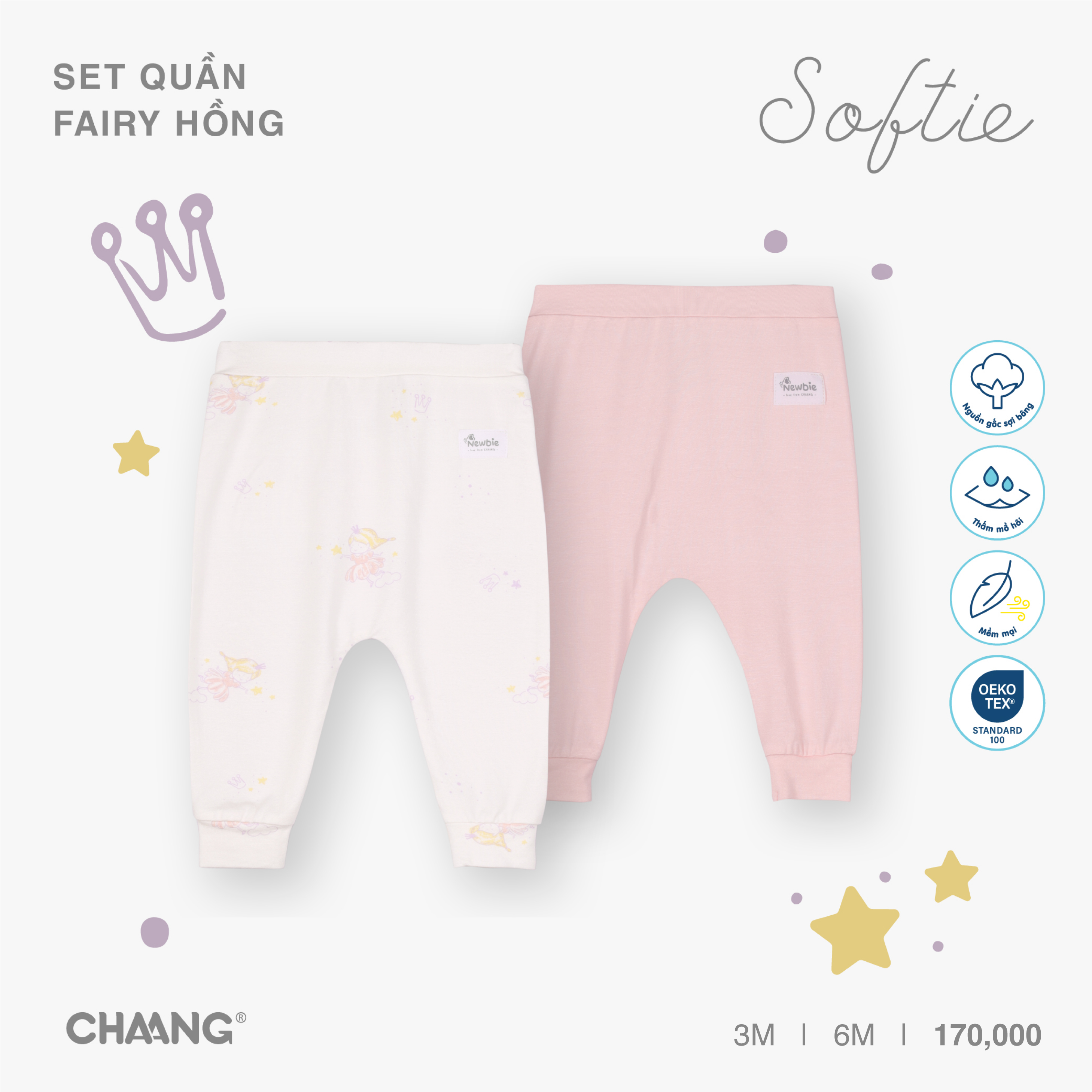 [CHAANG] Set 2 chiếc quần dài sơ sinh Fairy Chaang