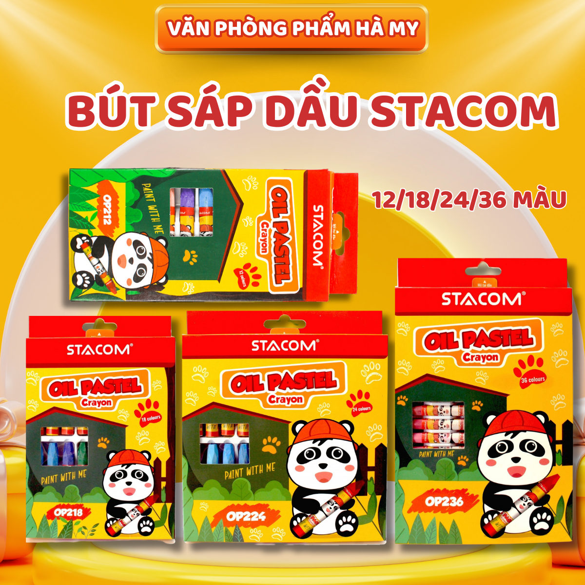 Bút Sáp màu dầu Oil Pastel Stacom 12/18/24/36 màu