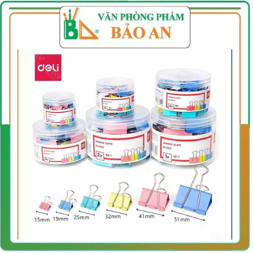 Hộp 60 chiếc Kẹp Bướm Kẹp Màu 15mm Deli 8556