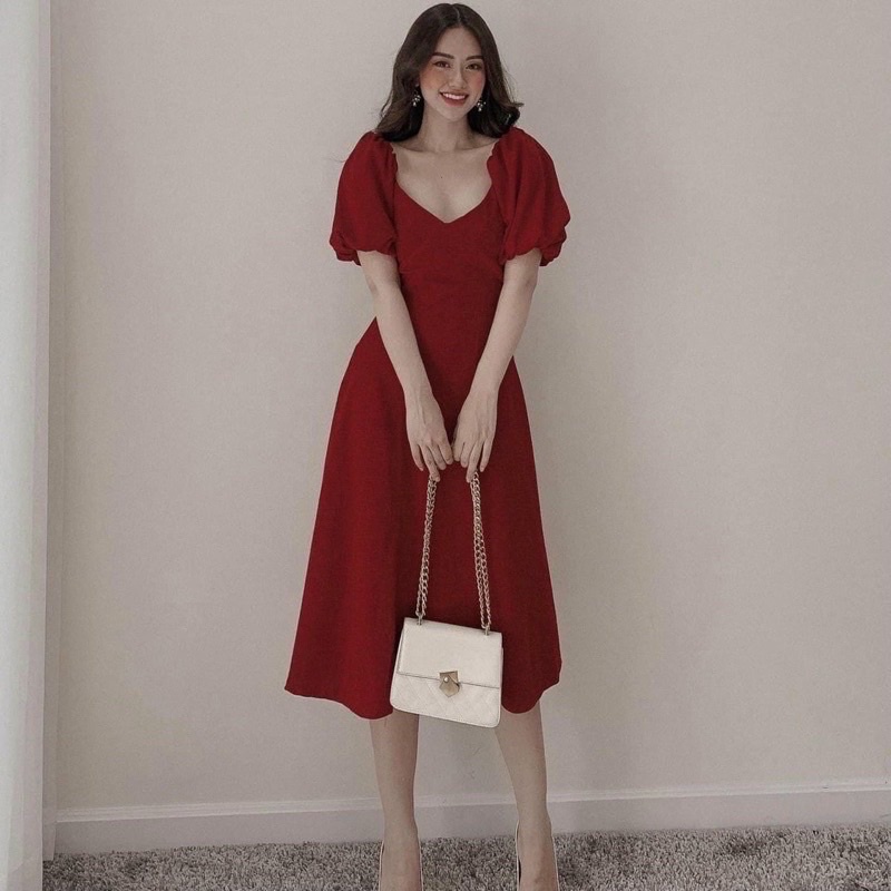 ĐẦM DỰ TIỆC THANH LỊCH, SANG TRỌNG, CỔ V (có ảnh thật) MS113