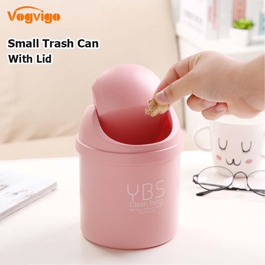 1Pc Mini Trash Can, Small Trash Can With Lid, Trash Can With Lid, Desktop Trash Can, Children'S Room, Office, Bathroom And Kitchen Trash Can