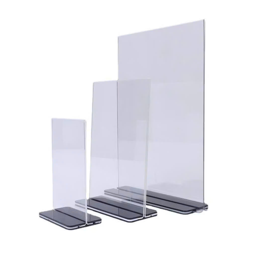 Menu thực đơn mica thường dọc đế lùa màu đen các cỡ A4, A5, A6 cho nhà hàng, cửa hàng