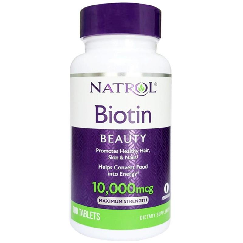 Thực phẩm chức năng bảo vệ sức khỏe Natrol Biotin Beauty 10000 mcg - Hộp 100 viên cao cấp