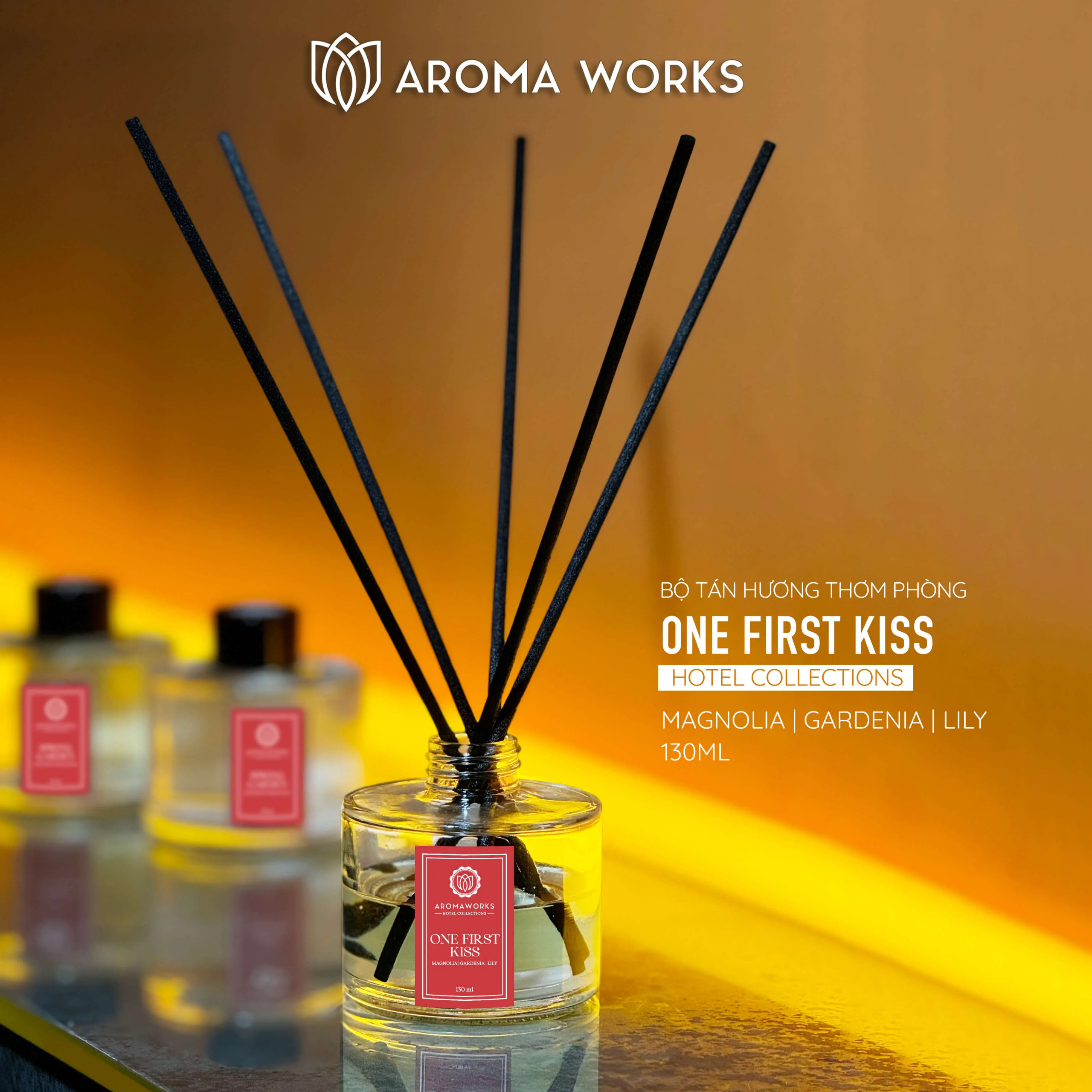 Bộ Tán Hương Que Mây Aroma Works Reed Diffuser 130ml