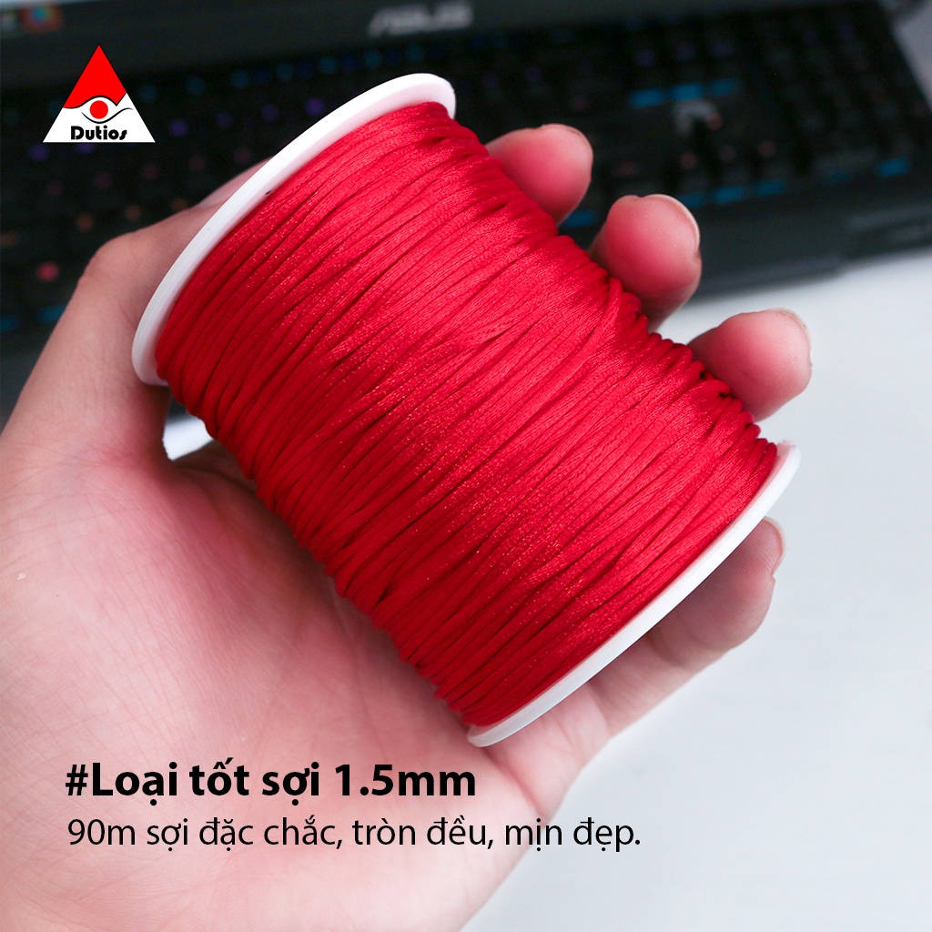Cuộn dây chỉ đỏ may mắn Dutios sợi 1mm/2mm cuộn 70m-170m CCD01 dây đan vòng tay handmade, dây chuyền, đồ trang trí DIY