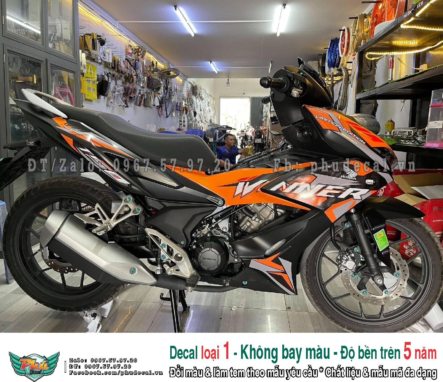 Tem rời xe Winner X cam đen mẫu copy zin