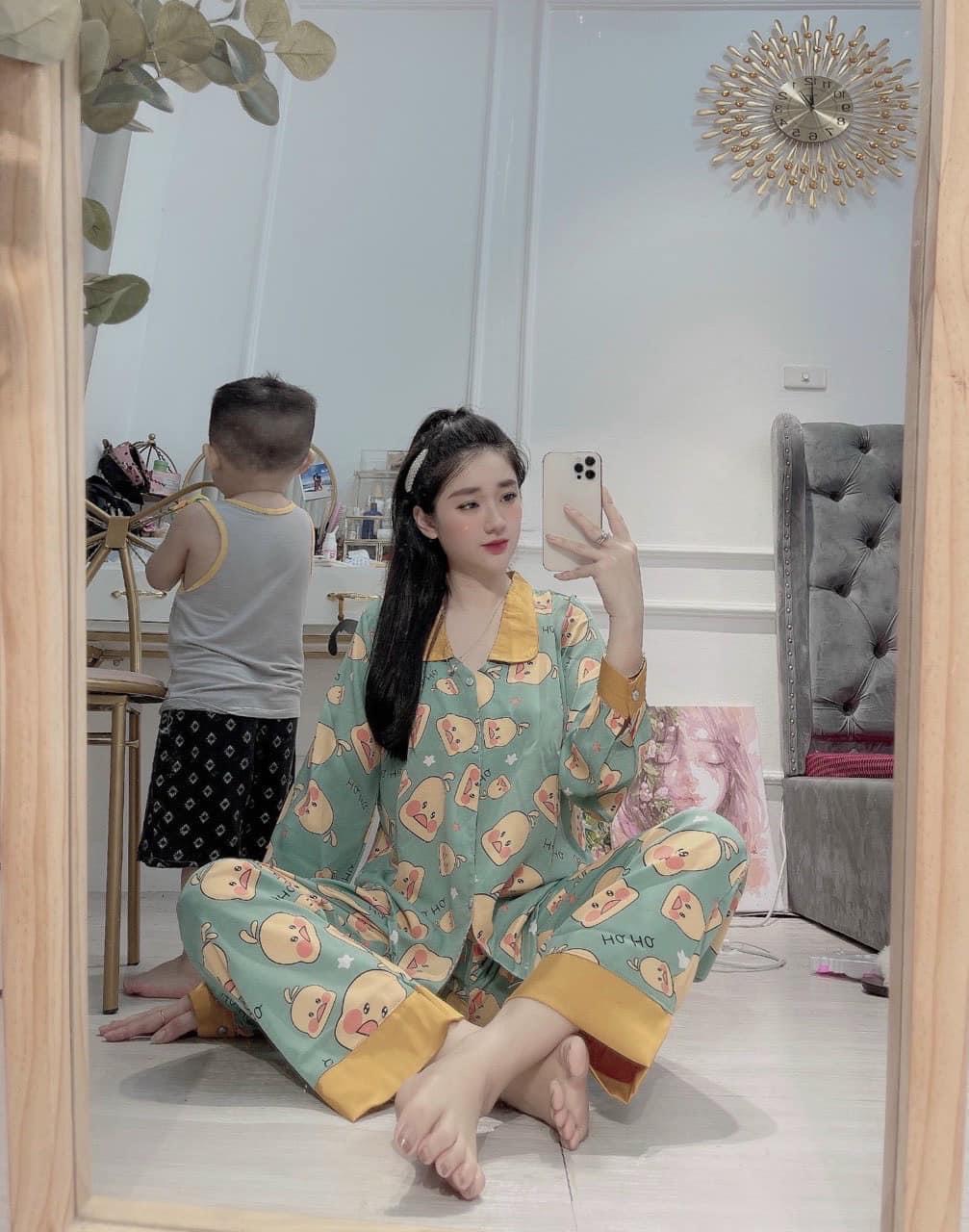 Bộ lụa Mango họa tiêt dài tay cao cấp loại 1