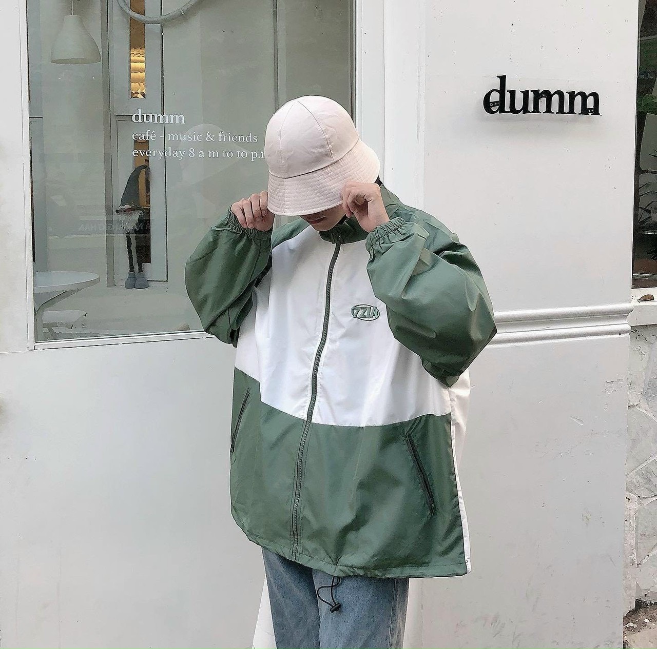 Áo khoác dù 7Zia - Trắng/Đen/Xám