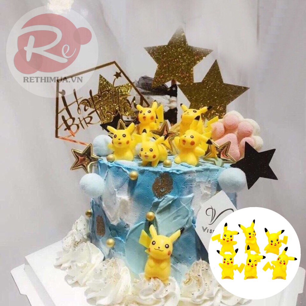 Bộ 6 Pikachu - Trang trí bánh sinh nhật bánh kem