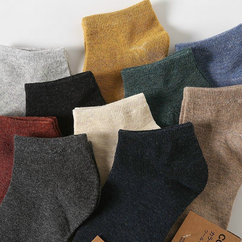 Combo 5 Đôi Tất Cotton Trơn Cổ Ngắn Nam Nữ