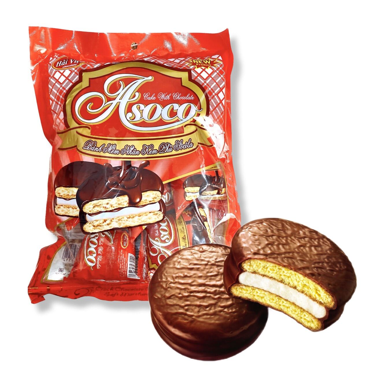 Combo 10 cái x180gr Bánh phủ socola kem bơ sữa Asoco công nghệ Thuỵ Sĩ - Date mới: 12 thángBÁCH HÓA UY TÍN