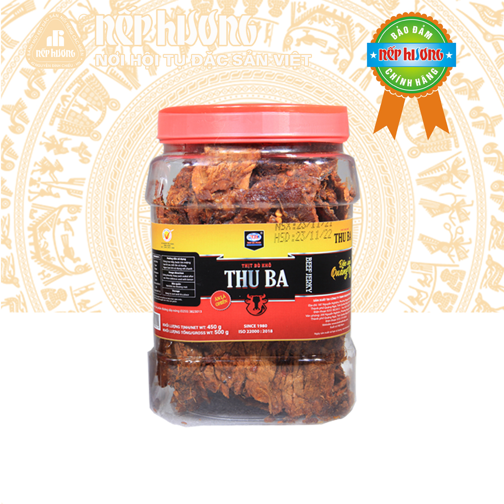 Thịt Bò Thu Ba ( Xé / Miếng) - lọ 500g - Đặc Sản Quãng Ngãi