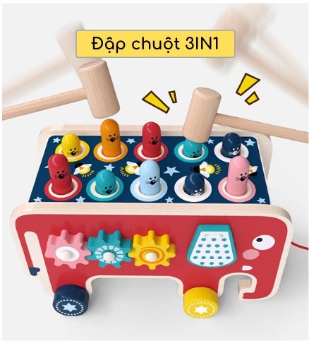 Bộ đồ chơi đập chuột xe bus Happy