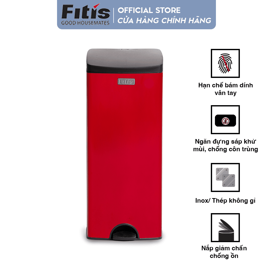 Thùng Rác Fitis Premium - Vuông Đạp Cao (22L)