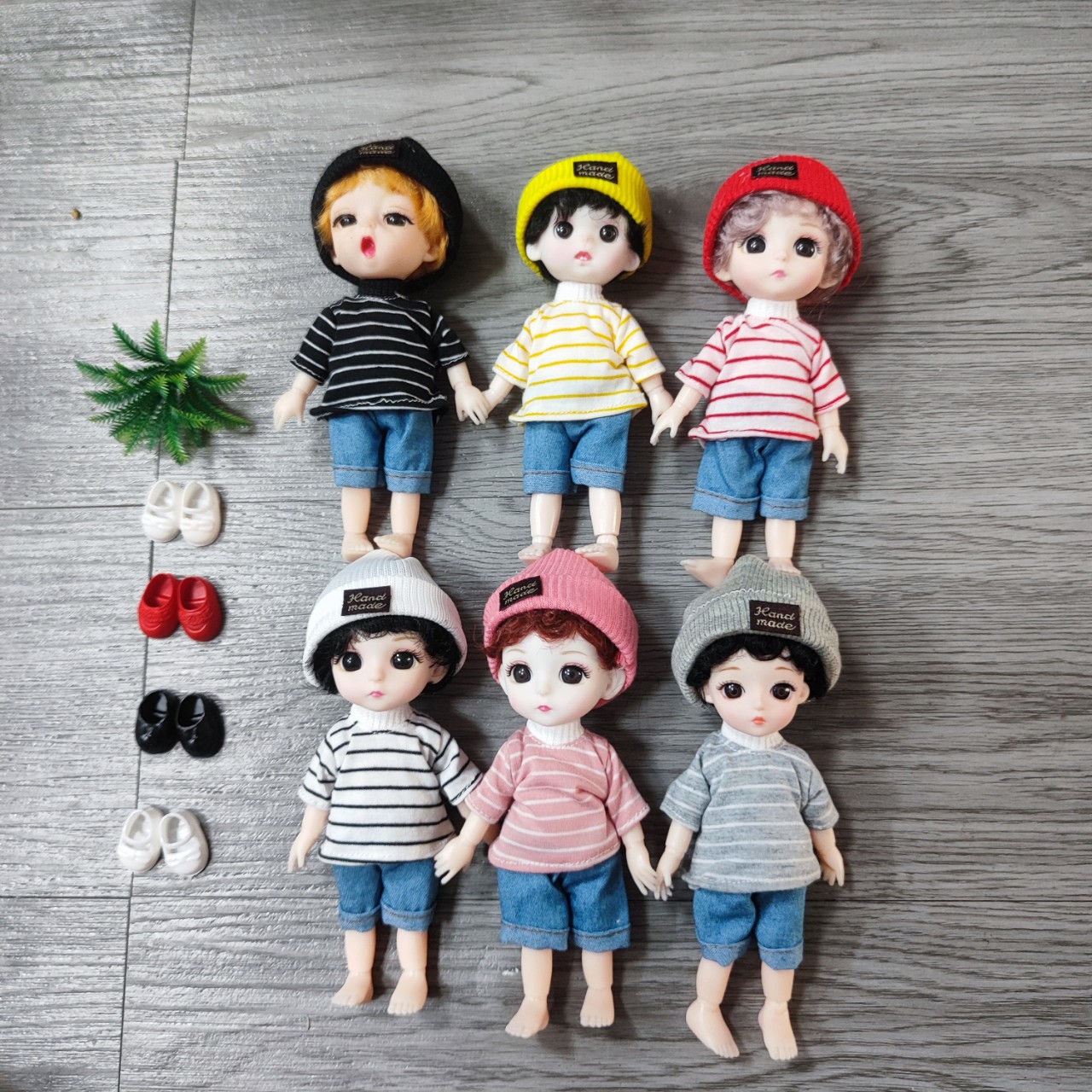 búp bê bé trai 16cm mẫu mới mặc đồ thu đông đẹp