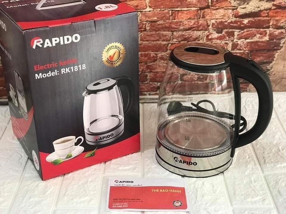 Ấm siêu tốc thủy tinh rapido 1.8 l