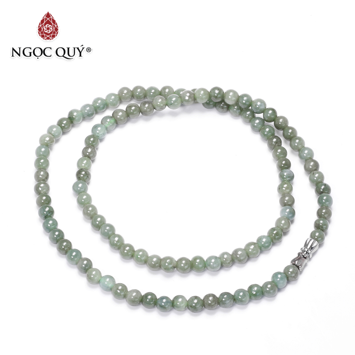 Chuỗi cổ đá cẩm thạch nước ngọc hạt 5mm mệnh hỏa mộc - Ngọc Quý Gemstones