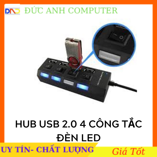 HUB Chia USB 4 Cổng - Có Công Tắc Và Có Đèn Led- Tốc Độ Cao - Tiện Dụng Và Chất Lượng